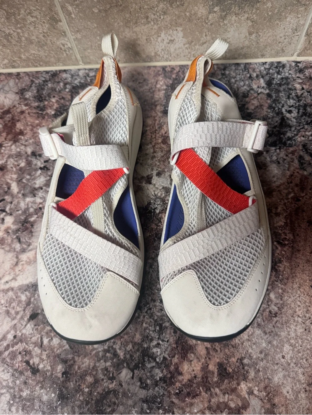 Chaco Odyssey Mesh Closed Toe Water Sport Sandals Gray Orange Blue